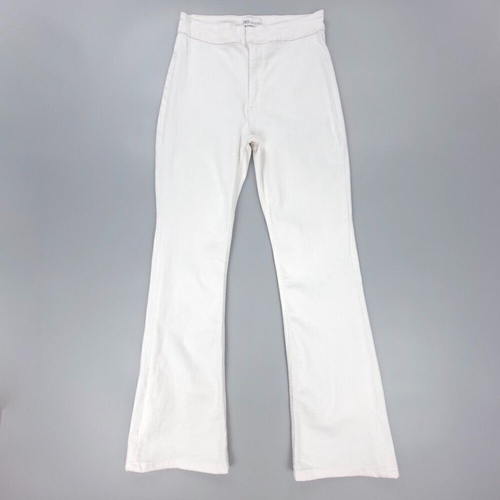 ZARA 90s Clean Girl High Rise Bootcut Flare Jeans 10 White Minimal Western Y2k